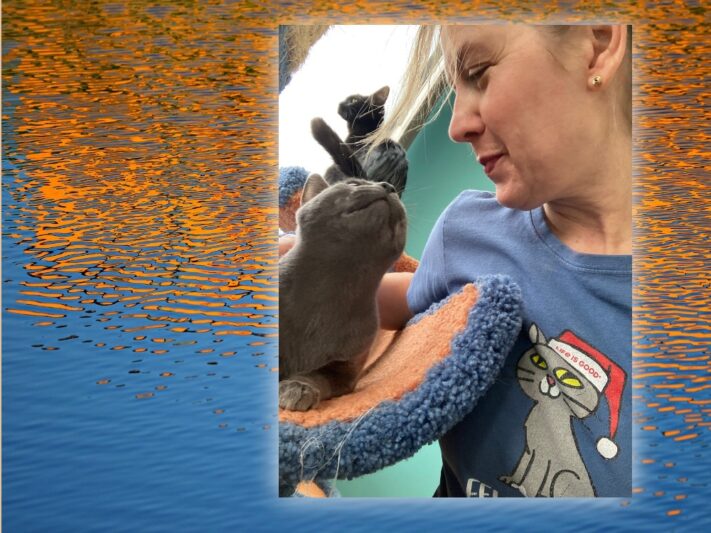 Mary with gray cat