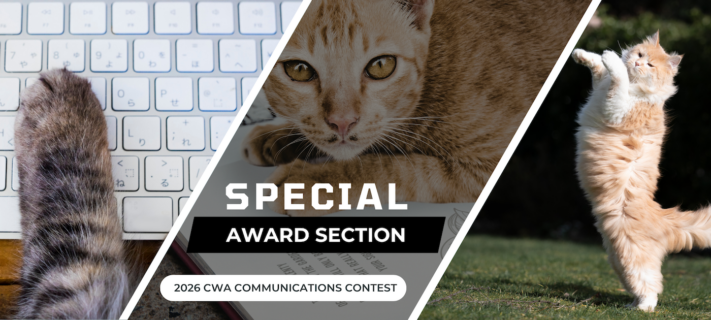 image with cats and key board reading "2026 CWA CONTEST special awards"
