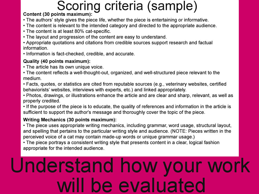 Scoring criteria sample