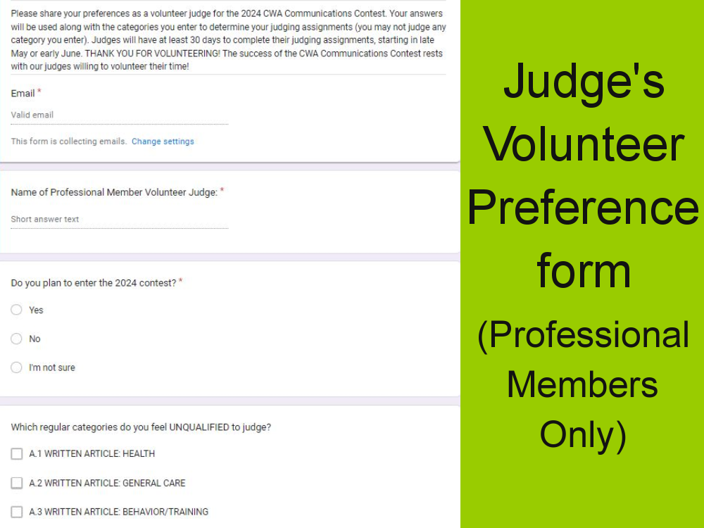 Judge's Volunteer Preference Form